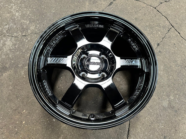 New 15X7 ET35 AOW Flow Formed TE37 Rim (4 wheel) Gloss Black 4X100