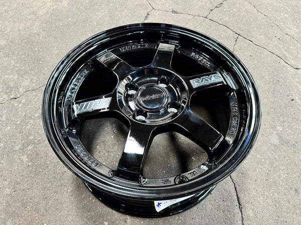 New 15X7 ET35 AOW Flow Formed TE37 Rim (4 wheel) Gloss Black 4X100