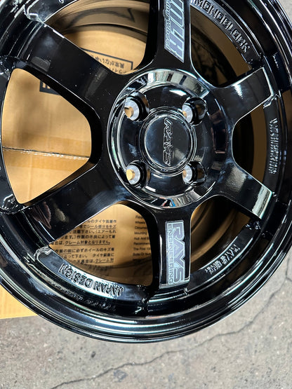 New 15X7 ET35 AOW Flow Formed TE37 Rim (4 wheel) Gloss Black 4X100