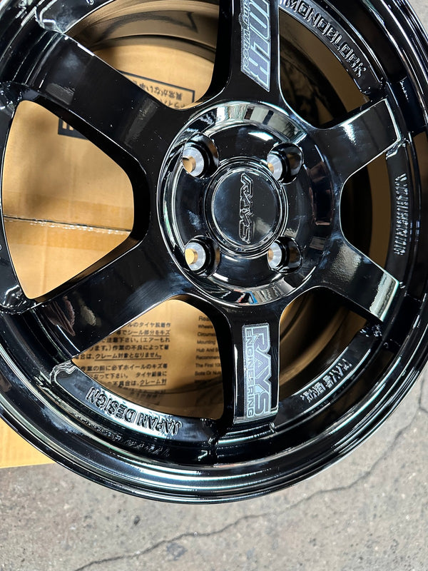 New 15X7 ET35 AOW Flow Formed TE37 Rim (4 wheel) Gloss Black 4X100