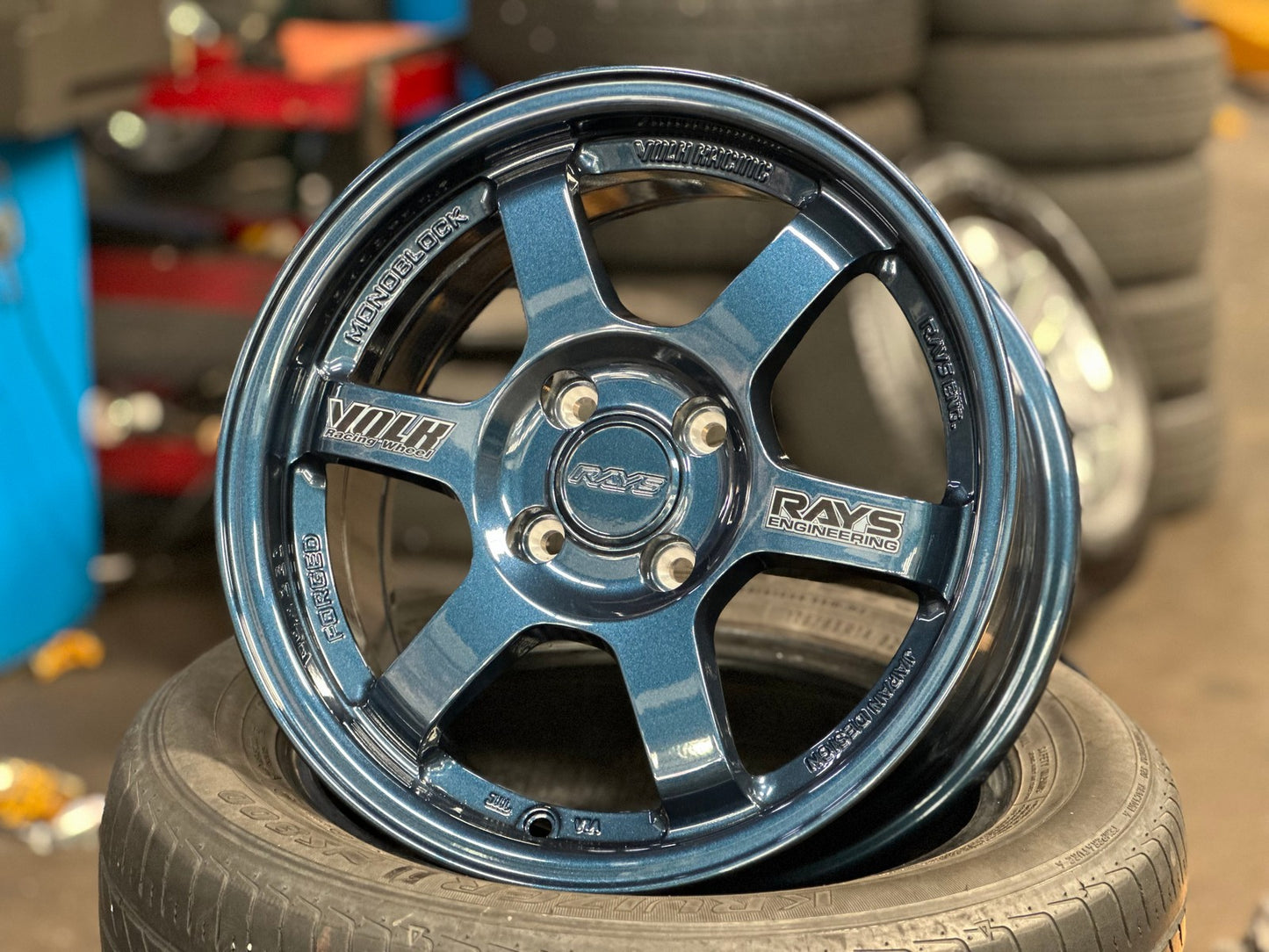 New 15X7 ET35 AOW Flow Formed TE37 Rim (4 wheel) Gloss Blue 4X100
