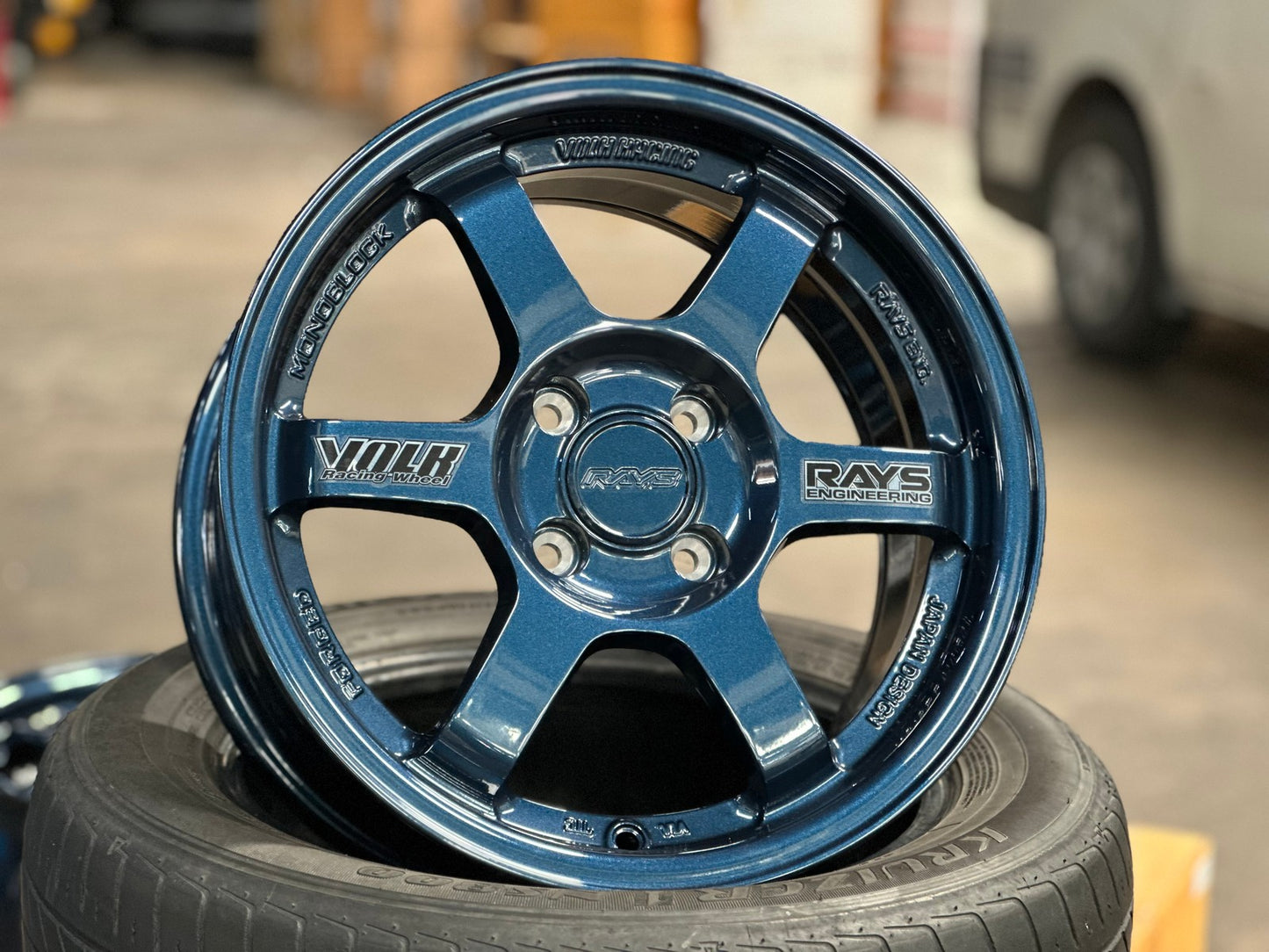 New 15X7 ET35 AOW Flow Formed TE37 Rim (4 wheel) Gloss Blue 4X100