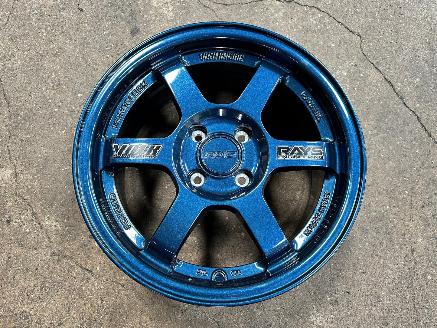 New 15X7 ET35 AOW Flow Formed TE37 Rim (4 wheel) Gloss Blue 4X100