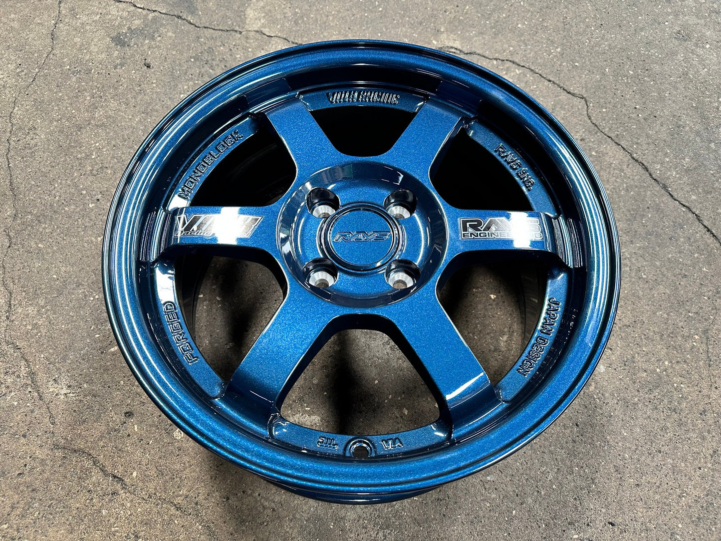 New 15X7 ET35 AOW Flow Formed TE37 Rim (4 wheel) Gloss Blue 4X100