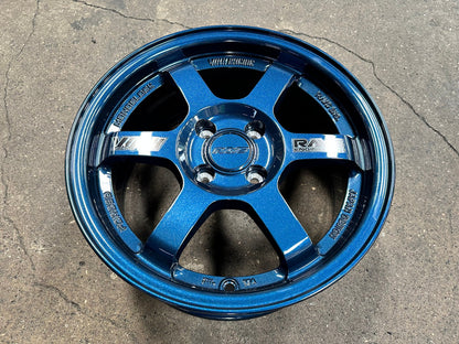 New 15X7 ET35 AOW Flow Formed TE37 Rim (4 wheel) Gloss Blue 4X100