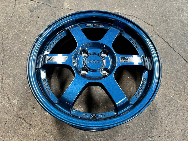 New 15X7 ET35 AOW Flow Formed TE37 Rim (4 wheel) Gloss Blue 4X100