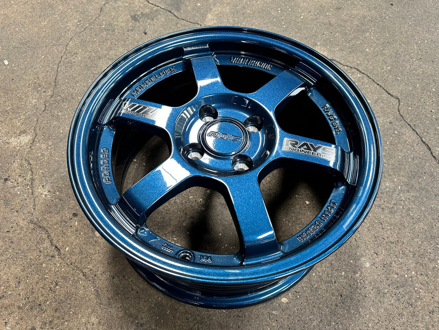 New 15X7 ET35 AOW Flow Formed TE37 Rim (4 wheel) Gloss Blue 4X100