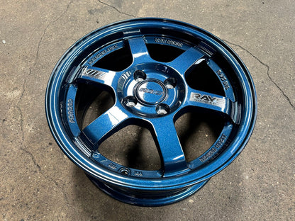 New 15X7 ET35 AOW Flow Formed TE37 Rim (4 wheel) Gloss Blue 4X100