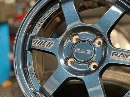New 15X7 ET35 AOW Flow Formed TE37 Rim (4 wheel) Gloss Blue 4X100