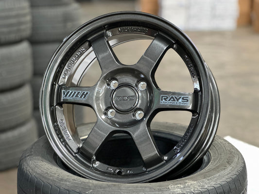 New 15X7 ET35 AOW Flow Formed TE37 Rim (4 wheel) Dark Gunmetal 4X100