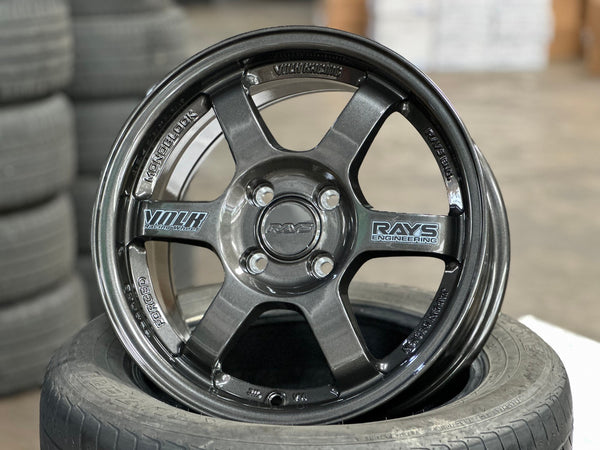 New 15X7 ET35 AOW Flow Formed TE37 Rim (4 wheel) Dark Gunmetal 4X100