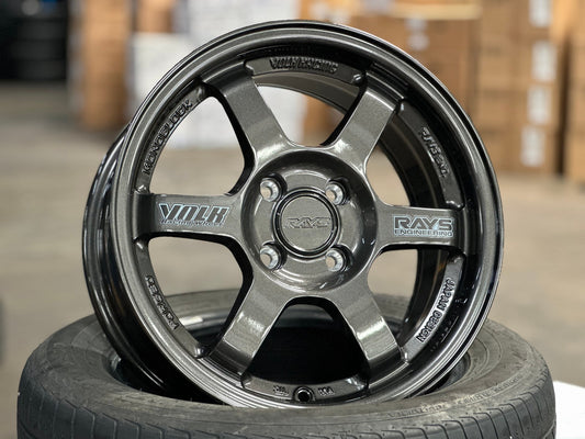 New 15X7 ET35 AOW Flow Formed TE37 Rim (4 wheel) Dark Gunmetal 4X100