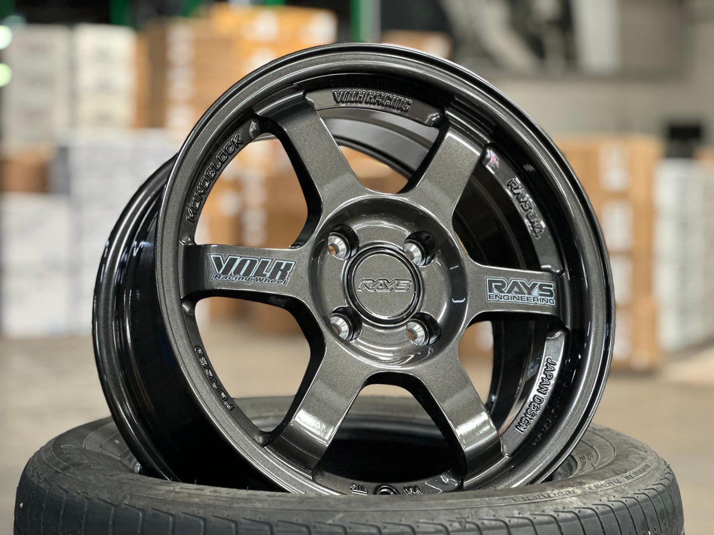 New 15X7 ET35 AOW Flow Formed TE37 Rim (4 wheel) Dark Gunmetal 4X100