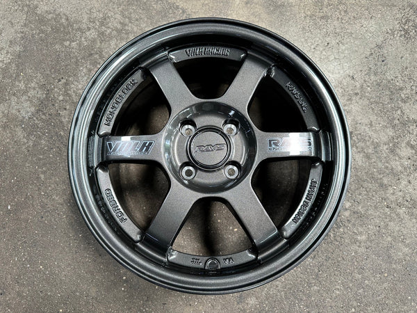 New 15X7 ET35 AOW Flow Formed TE37 Rim (4 wheel) Dark Gunmetal 4X100