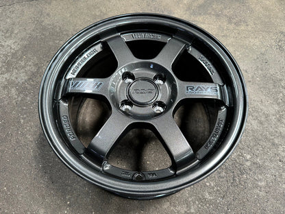 New 15X7 ET35 AOW Flow Formed TE37 Rim (4 wheel) Dark Gunmetal 4X100