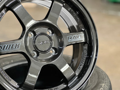 New 15X7 ET35 AOW Flow Formed TE37 Rim (4 wheel) Dark Gunmetal 4X100