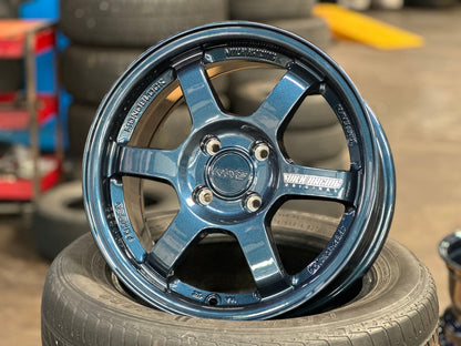 New 15X7 ET35 AOW Flow Formed TE37 Rim (4 wheel) Gloss Blue 4X100 WE