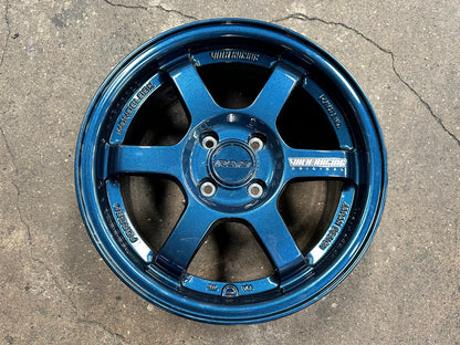 New 15X7 ET35 AOW Flow Formed TE37 Rim (4 wheel) Gloss Blue 4X100 WE