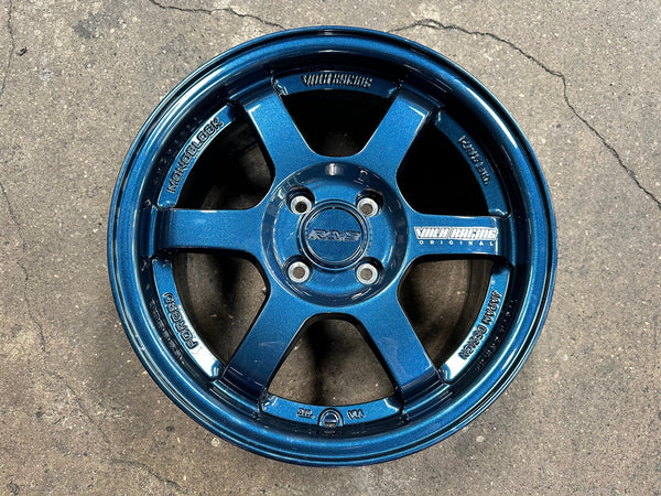New 15X7 ET35 AOW Flow Formed TE37 Rim (4 wheel) Gloss Blue 4X100 WE