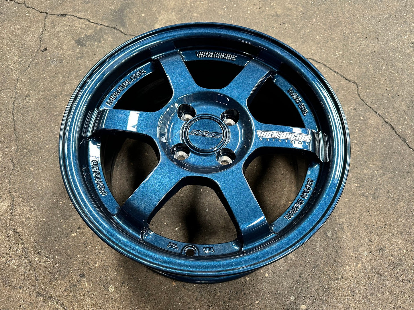 New 15X7 ET35 AOW Flow Formed TE37 Rim (4 wheel) Gloss Blue 4X100 WE