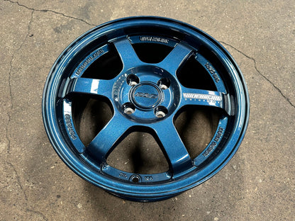 New 15X7 ET35 AOW Flow Formed TE37 Rim (4 wheel) Gloss Blue 4X100 WE