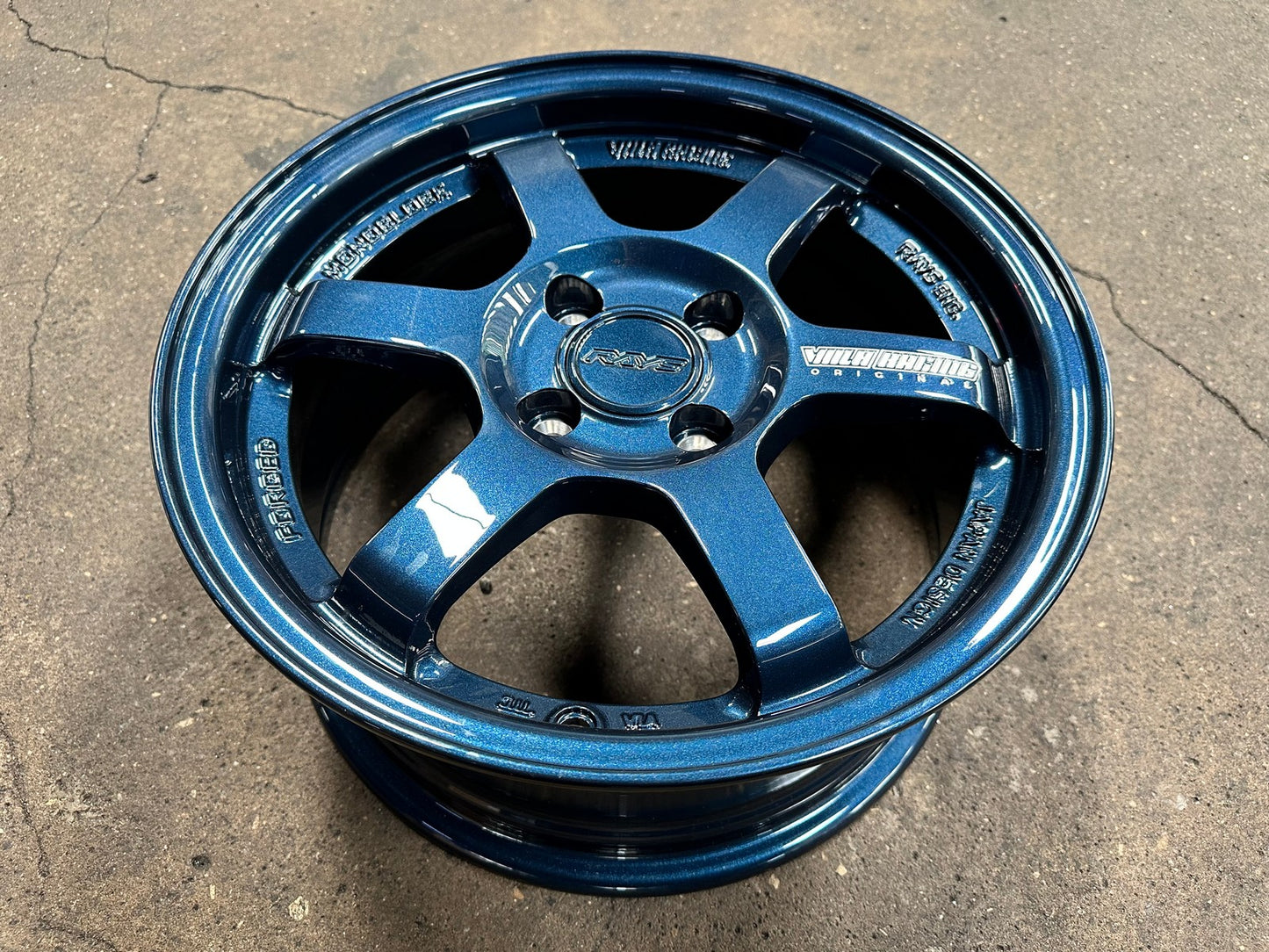 New 15X7 ET35 AOW Flow Formed TE37 Rim (4 wheel) Gloss Blue 4X100 WE