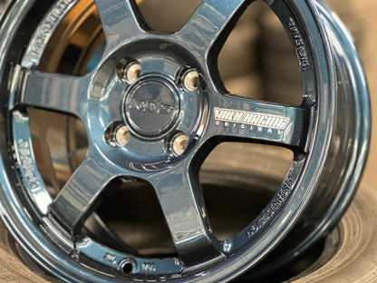 New 15X7 ET35 AOW Flow Formed TE37 Rim (4 wheel) Gloss Blue 4X100 WE