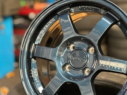 New 15X7 ET35 AOW Flow Formed TE37 Rim (4 wheel) Gloss Blue 4X100 WE