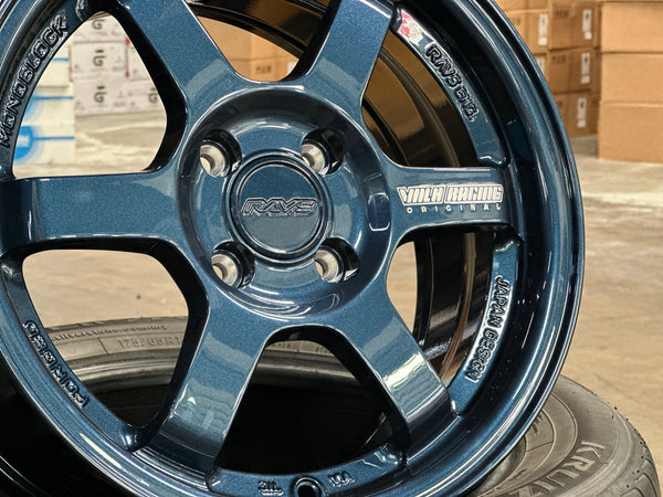 New 15X7 ET35 AOW Flow Formed TE37 Rim (4 wheel) Gloss Blue 4X100 WE