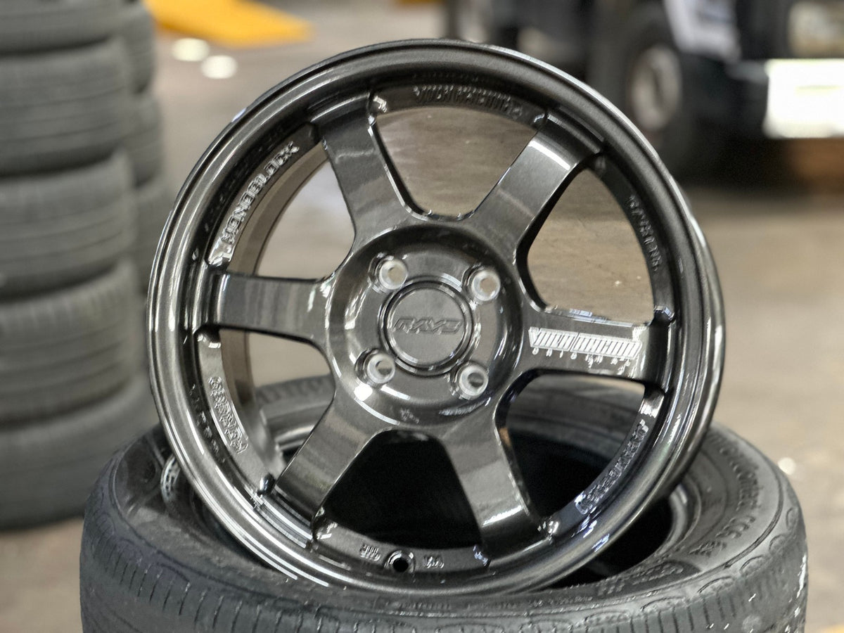 New 15X7 ET35 AOW Flow Formed TE37 Rim (4 wheel) Gloss Gunmetal 4X100