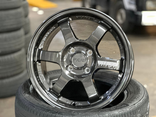 New 15X7 ET35 AOW Flow Formed TE37 Rim (4 wheel) Gloss Gunmetal 4X100