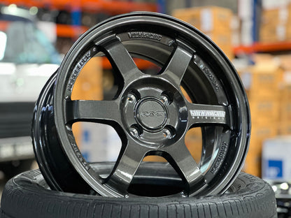 New 15X7 ET35 AOW Flow Formed TE37 Rim (4 wheel) Gloss Gunmetal 4X100