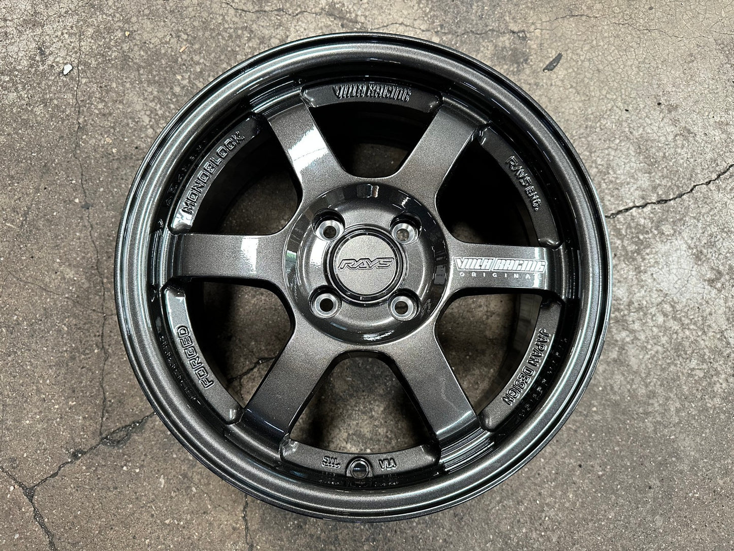 New 15X7 ET35 AOW Flow Formed TE37 Rim (4 wheel) Gloss Gunmetal 4X100