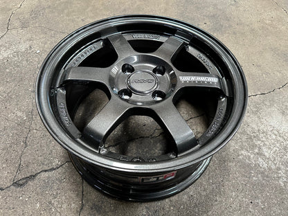 New 15X7 ET35 AOW Flow Formed TE37 Rim (4 wheel) Gloss Gunmetal 4X100