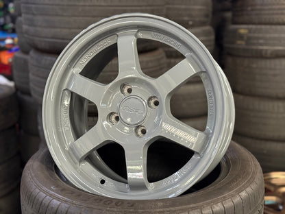 New 15X7 ET35 AOW Flow Formed TE37 Rim (4 wheel) Gloss Grey 4X100