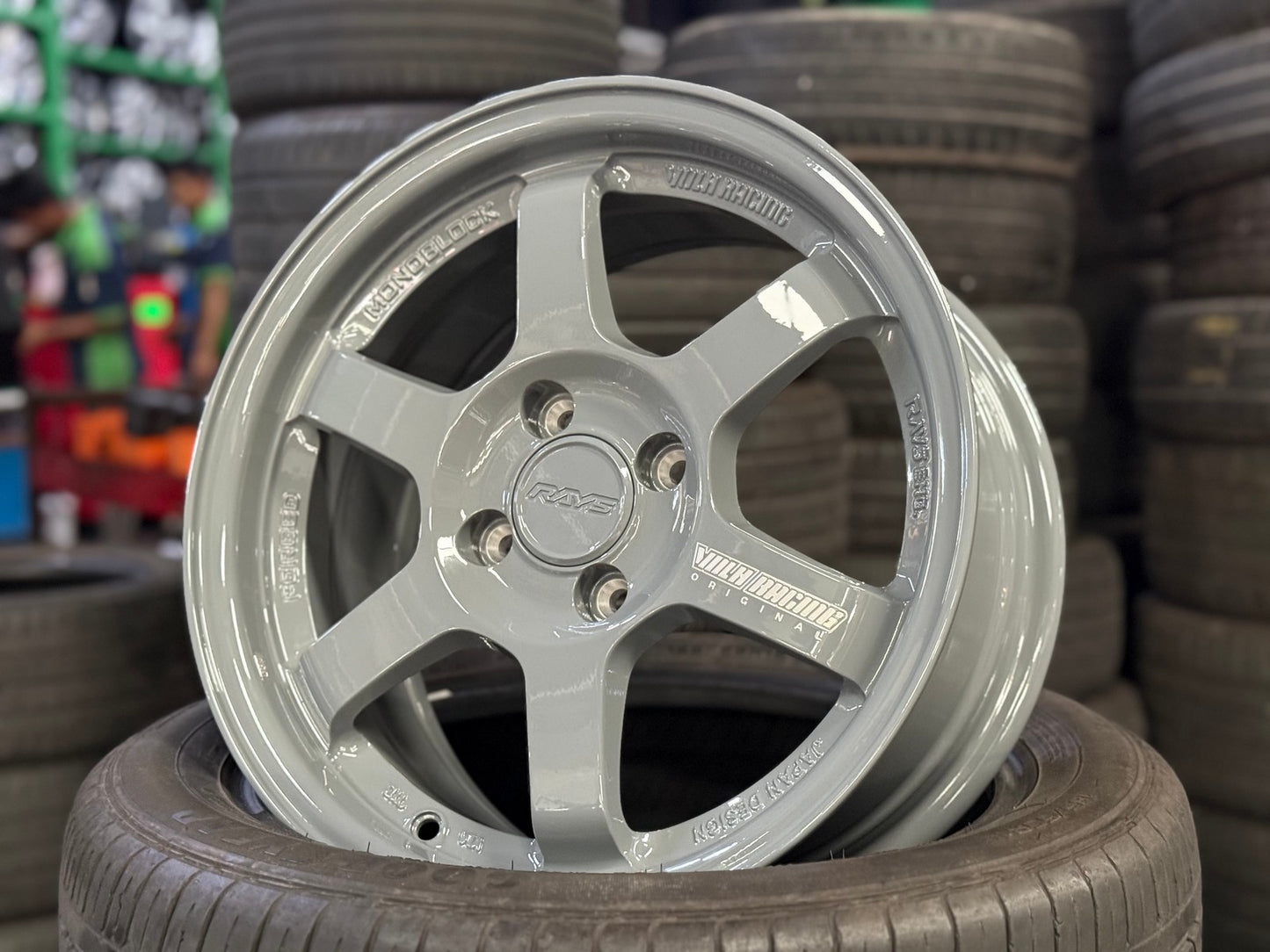 New 15X7 ET35 AOW Flow Formed TE37 Rim (4 wheel) Gloss Grey 4X100