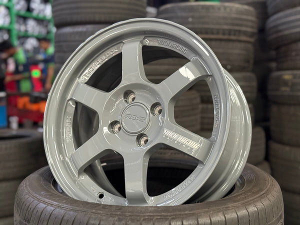 New 15X7 ET35 AOW Flow Formed TE37 Rim (4 wheel) Gloss Grey 4X100