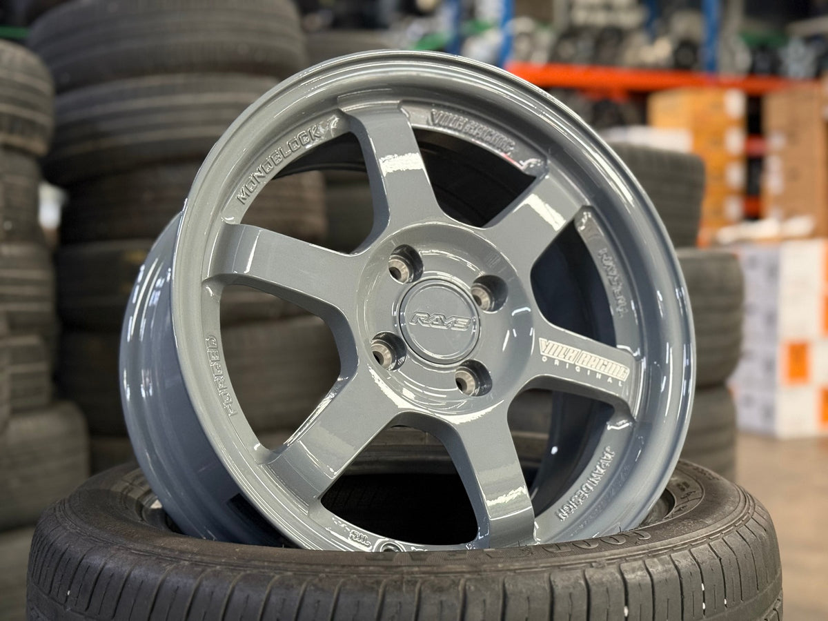 New 15X7 ET35 AOW Flow Formed TE37 Rim (4 wheel) Gloss Grey 4X100