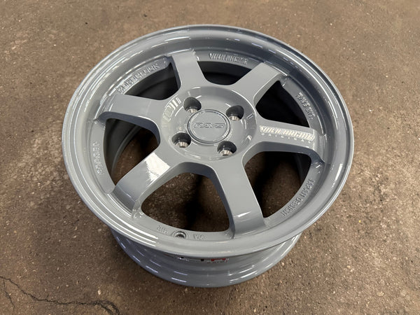 New 15X7 ET35 AOW Flow Formed TE37 Rim (4 wheel) Gloss Grey 4X100