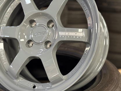 New 15X7 ET35 AOW Flow Formed TE37 Rim (4 wheel) Gloss Grey 4X100