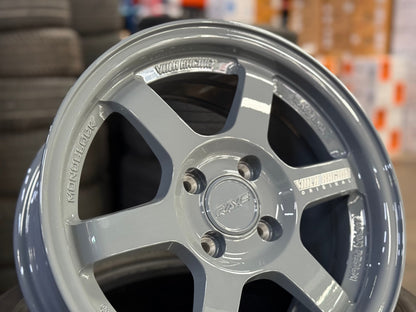 New 15X7 ET35 AOW Flow Formed TE37 Rim (4 wheel) Gloss Grey 4X100