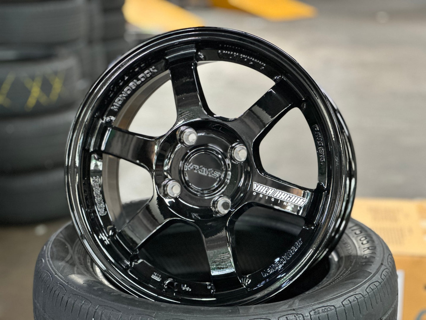 New 15X7 ET35 AOW Flow Formed TE37 Rim (4 wheel) Gloss Black 4X114.3