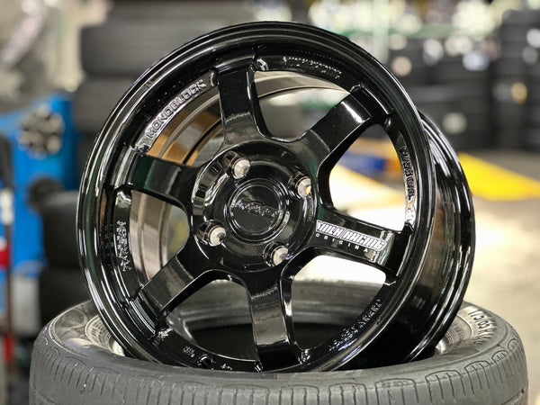 New 15X7 ET35 AOW Flow Formed TE37 Rim (4 wheel) Gloss Black 4X114.3