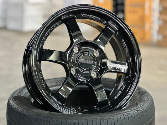 New 15X7 ET35 AOW Flow Formed TE37 Rim (4 wheel) Gloss Black 4X114.3