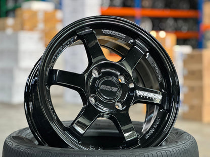 New 15X7 ET35 AOW Flow Formed TE37 Rim (4 wheel) Gloss Black 4X114.3