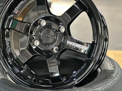 New 15X7 ET35 AOW Flow Formed TE37 Rim (4 wheel) Gloss Black 4X114.3
