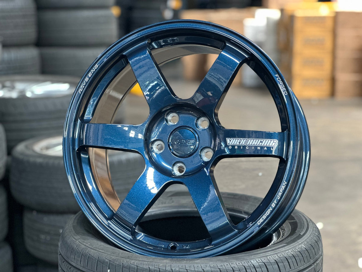 New 18X8.5 ET35 AOW Flow Formed TE37 Rim (4 wheel) Gloss Blue 5X112