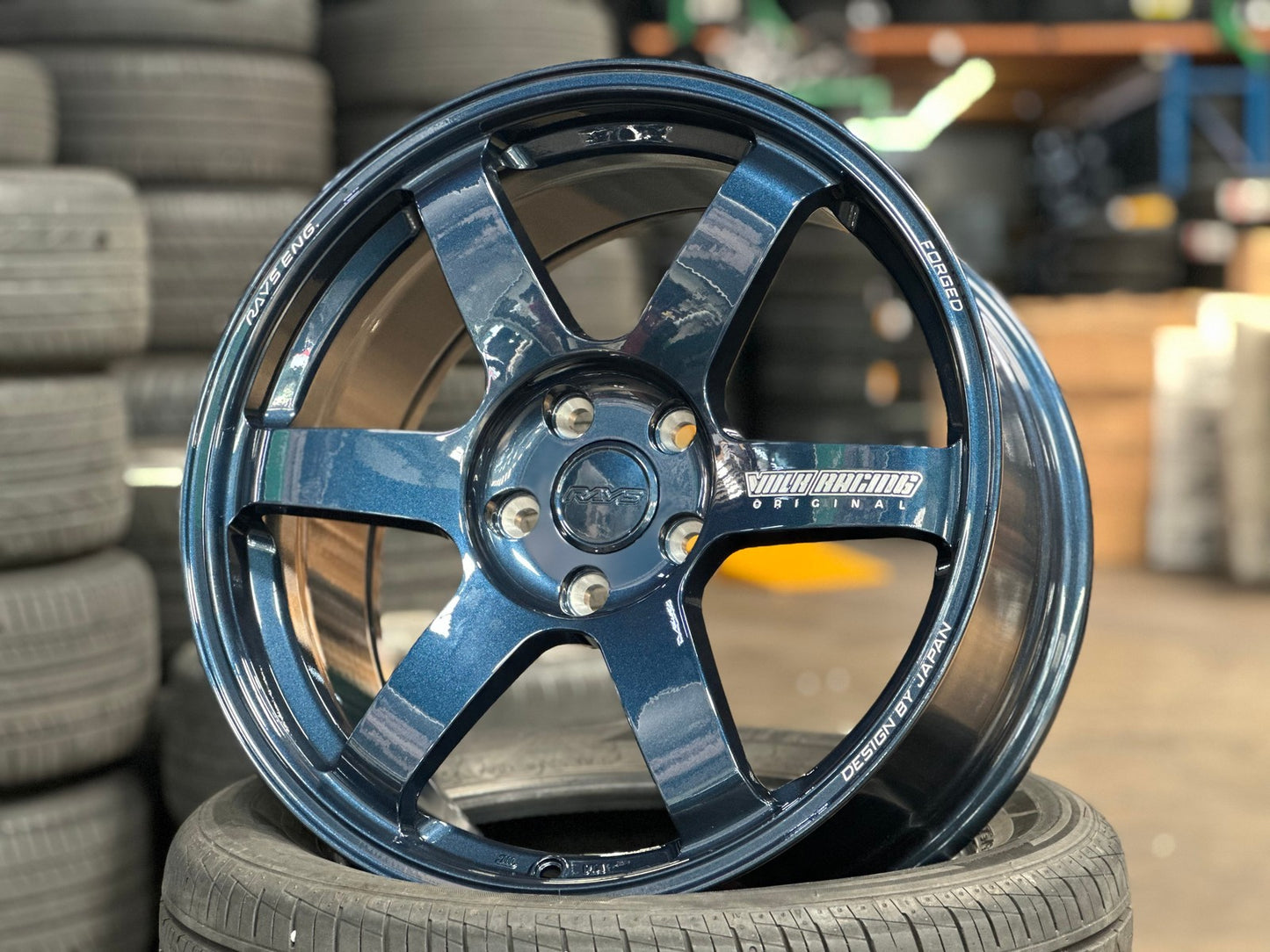 New 18X8.5 ET35 AOW Flow Formed TE37 Rim (4 wheel) Gloss Blue 5X114.3