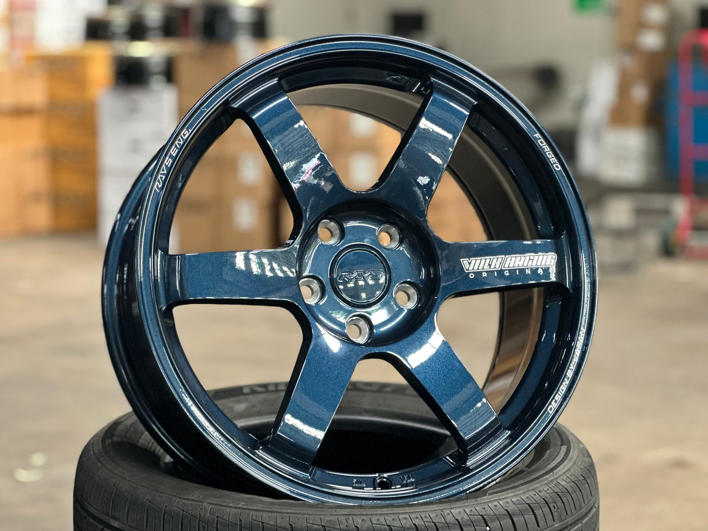 New 18X8.5 ET35 AOW Flow Formed TE37 Rim (4 wheel) Gloss Blue 5X112