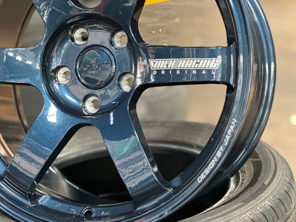 New 18X8.5 ET35 AOW Flow Formed TE37 Rim (4 wheel) Gloss Blue 5X112